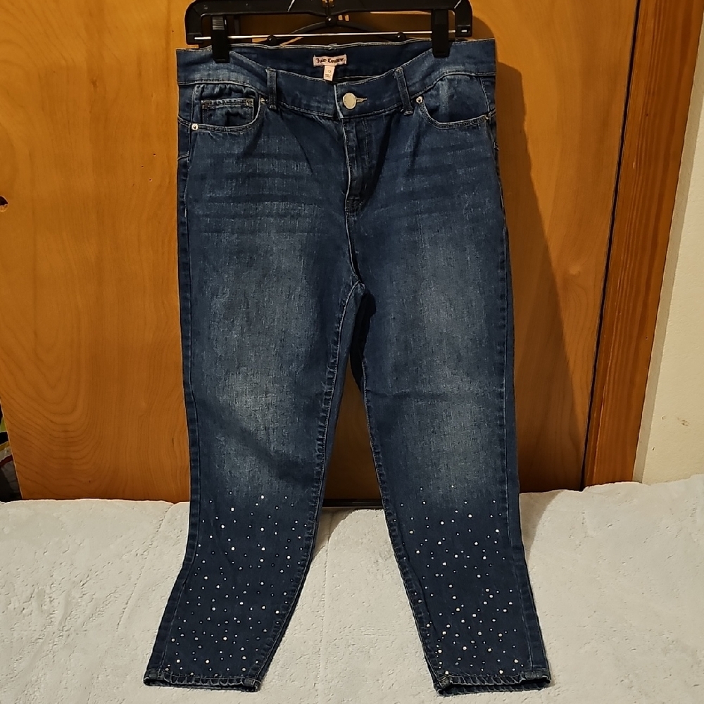 Juicy Couture Blue Ankle Jeans with Studded Details Size 12